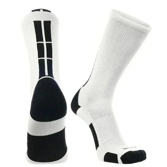 TCK Twin City Adult Crew Baseline Socks White & Black #BBPC3 XL NWT - Picture 1 of 6